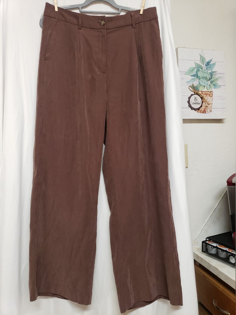 Old Navy Extra High Rise Super Wide Leg Adjustable Waist Brown Trouser Pant 12